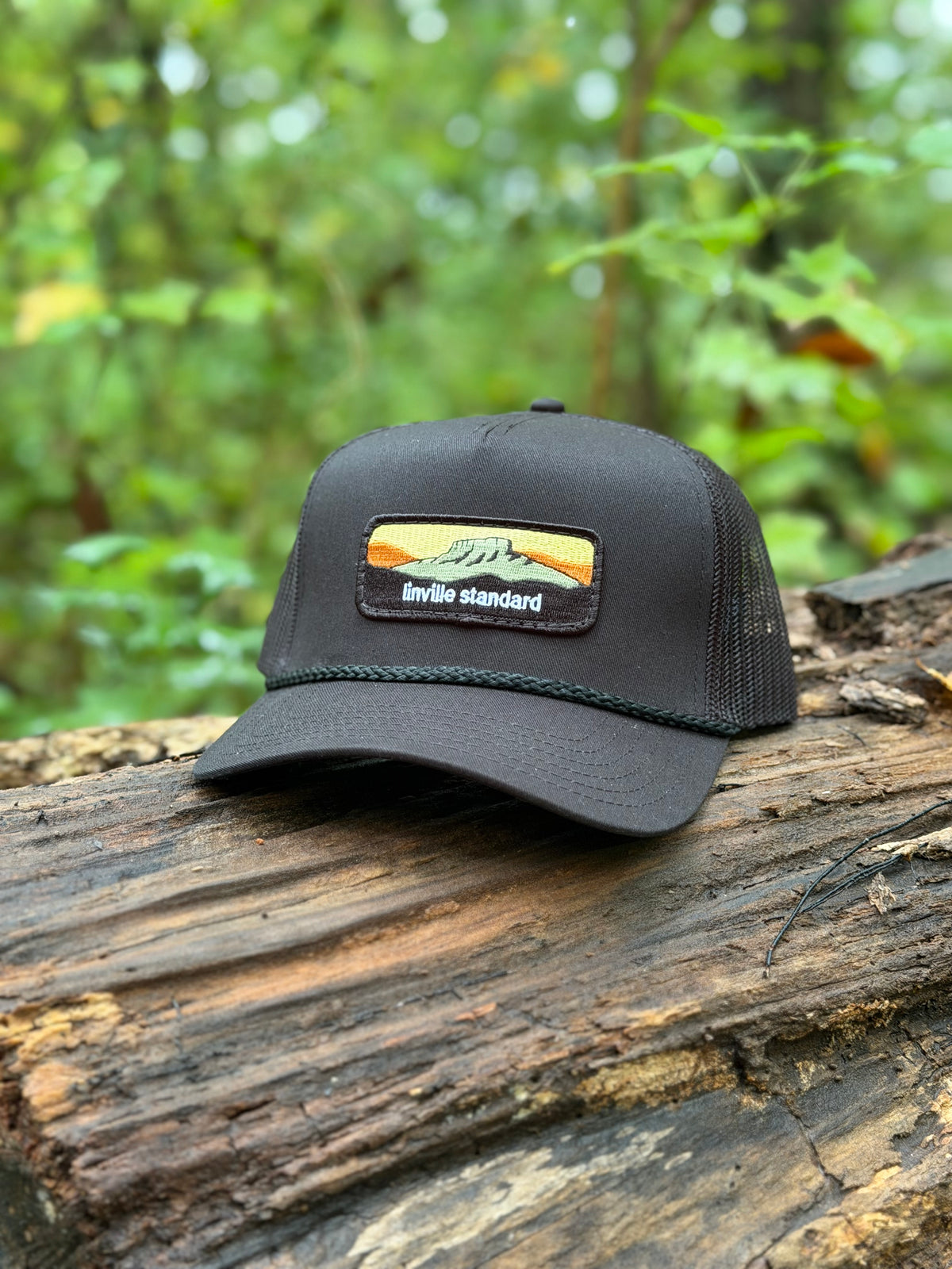 Linville Standard black Patch Hat trucker Rope